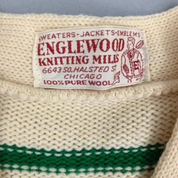 Vintage 50’s Queen of Peace Wool Cardigan Varisty Ivory/Cream Green - Picture 6 of 8